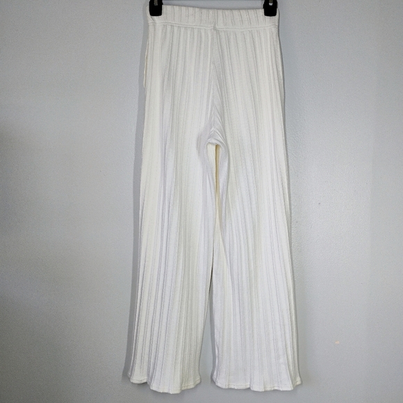 Free People Beach Cropped Ribbed Pants White Cream Comfy Pull On Size XS - Picture 4 of 12